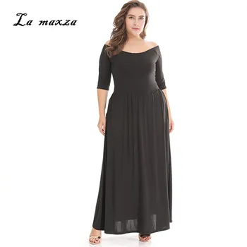 

Plus Size 2020 Women Summer Vintage Vestidos Sexy Fashion Casual Elegant Maxi Dress Slash Neck