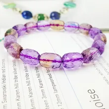 LII Ji натуральный Аметрин хорошего качества в форме барабана бусины около 9x12 мм браслет около 7,5"