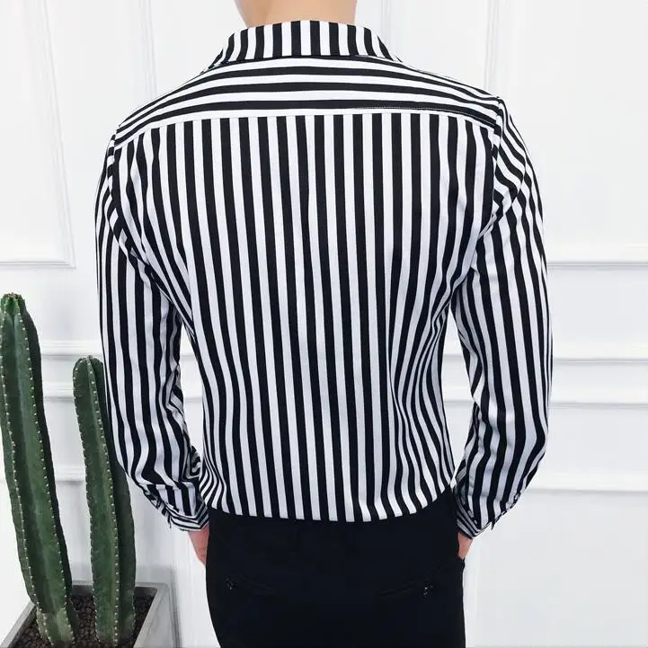 Мужская рубашка с длинным рукавом в полоску Camisa Masculina брендовая Повседневная