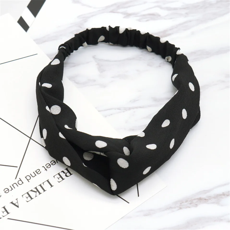 New Women Hairband Dot Soft Wide Elastic Stretch Running Yoga Turban Head Wrap Scarf Hair Accessories Bandage Hairband