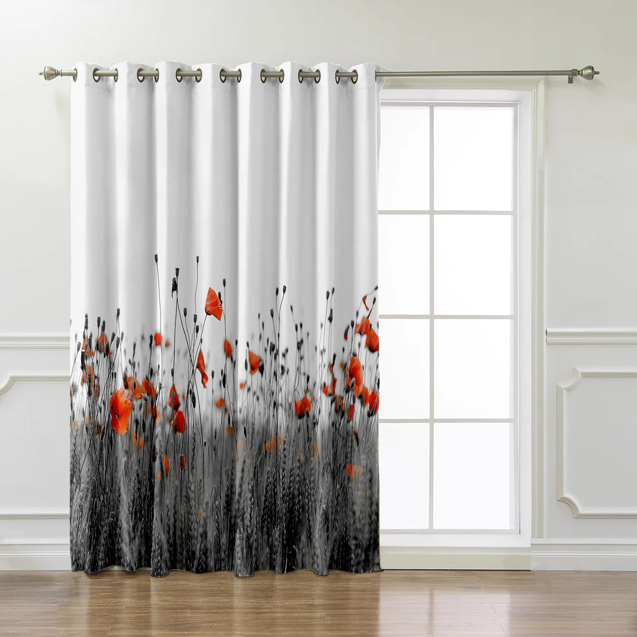 Цветок мака серый оконные шторы балдахин декор гостиной ванная комната открытый ткань Крытый шторы Swag окна