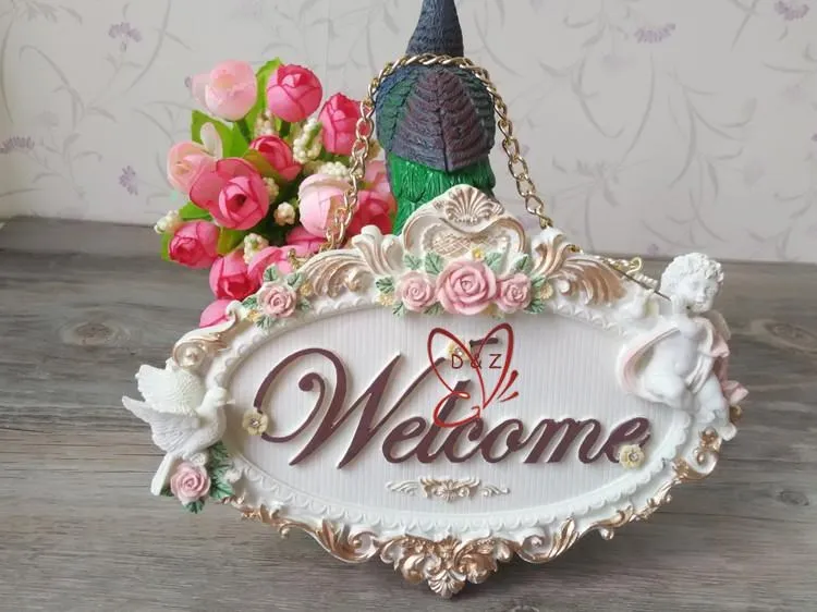 Добро пожаловать и Joilet розы цветы смолы двери украшения ванной двери список дверная пластина