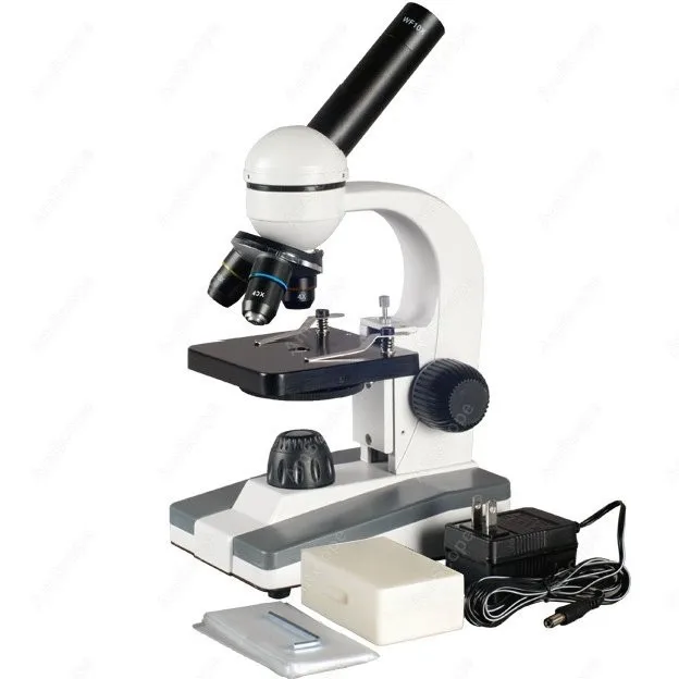 Biological Compound Microscope-AmScope Supplies 40X-1000X Student Science Biological Compound Microscope + 10pc Slide Collection