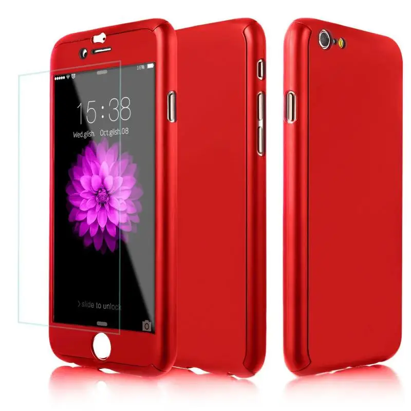 Гибридный 360 чехол закаленное стекло для Apple iPhone 6 6s 7 8 Plus ультра тонкий полный