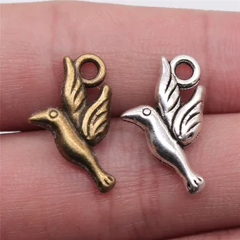 

WYSIWYG 8pcs 2 Colors Antique Bronze Tone 20x12mm Bird Charms Pendant For Jewelry Making DIY Jewelry Findings