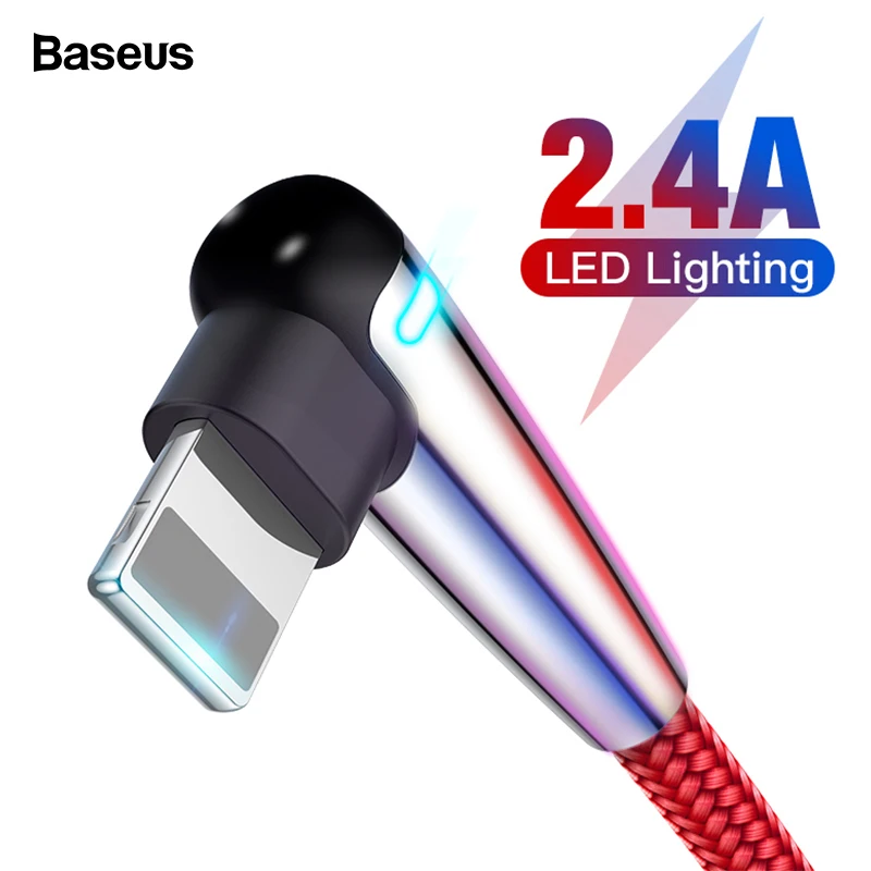 

Baseus 90 Degree USB Cable For iPhone Xs Max Xr X 8 7 6 6S Plus Fast Charging Charger Cable Mobile Game Bend Data Wire Cord