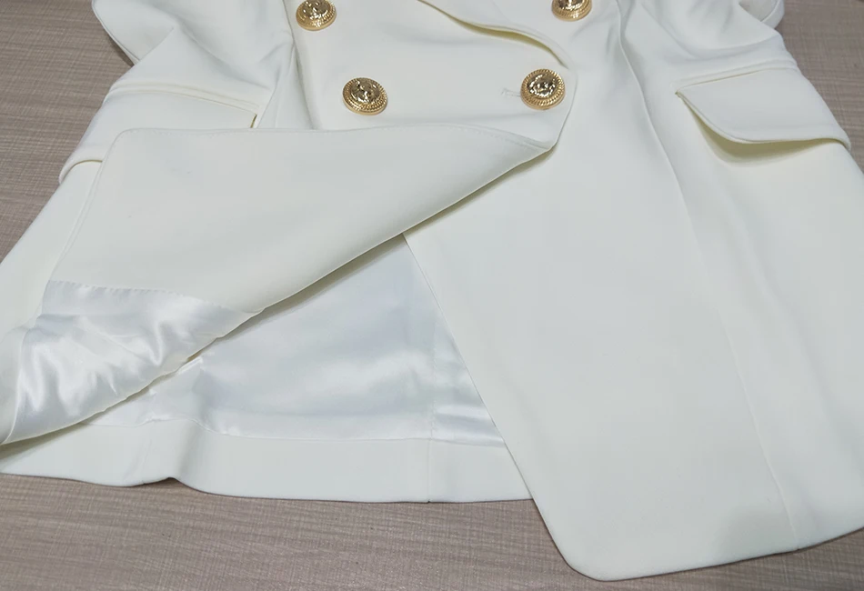 Для женщин пиджаки Жилеты женские офисные черный, Белый цвет Профессиональный классический двубортный из металла пряжка со львом костюм