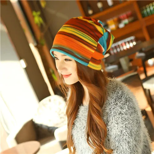 Популярная зимняя шапка для женщин, Вязанные Шапочки для девочек, шапка с черепом, мешковатый теплый женский шарф Gorro Feminino Inverno, шапка - Цвет: B1