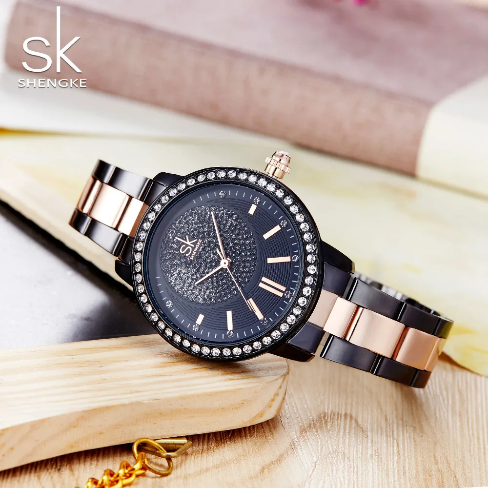 Shengke Rose Gold Watch Women Quartz Watches Ladies Top Brand Crystal Luxury Female Wrist Watch Girl Clock Relogio Feminino - Image 4