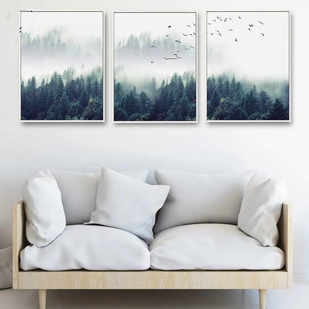 

Nordic Decoration Forest Lanscape Wall Art Canvas Poster and Print Canvas Painting Decorative Picture for Living Room Home Decor