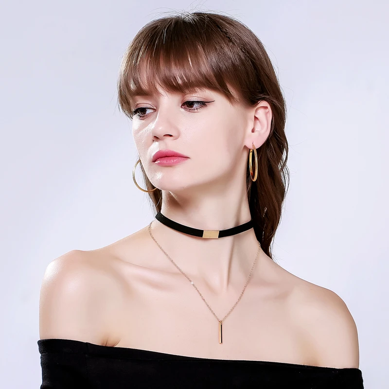 Модные черные и коричневые бархатные ожерелья-чокер Mostyle, ювелирные изделия для женщин, позолоченные массивные ожерелья, ожерелья