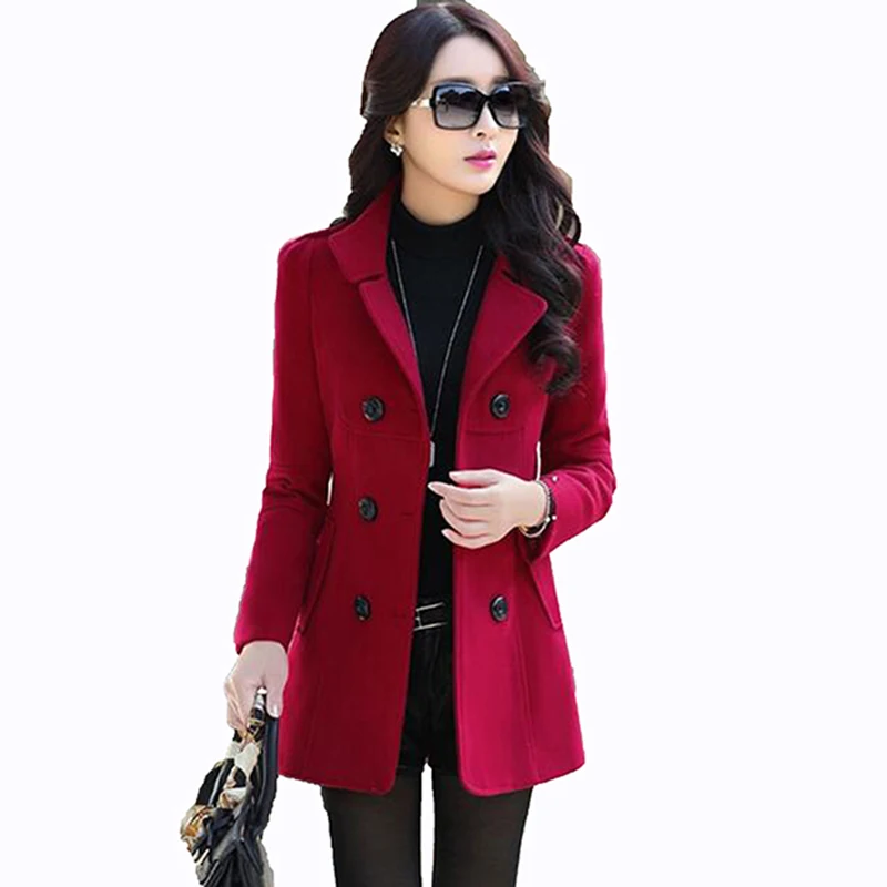 Женское двубортное пальто LU304 длинное Осеннее/зимнее однотонное|womens wool coats|wool long