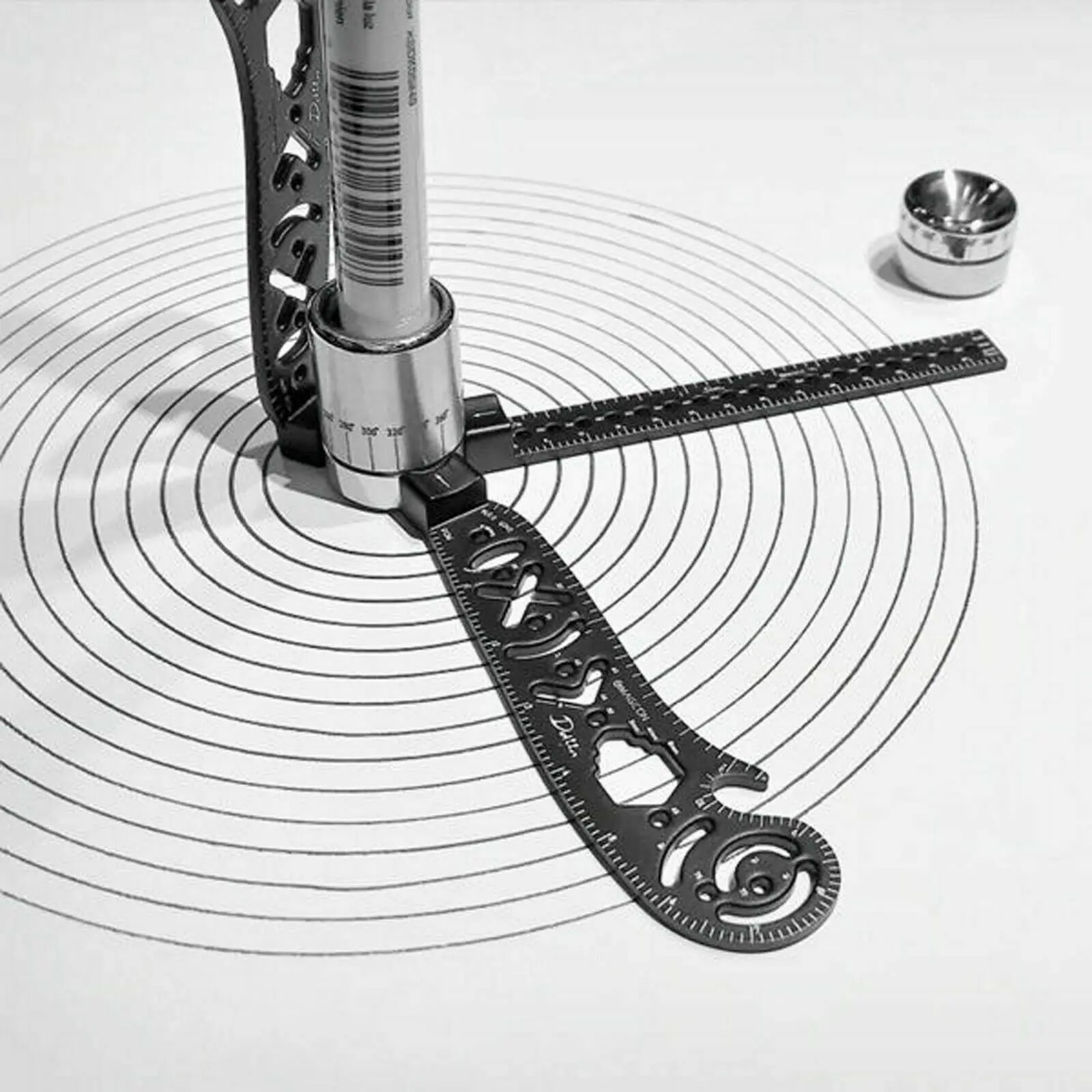 

Magcon Tool Design Drawing Curved Metallic Ruler Mini Compass Protractor Combo-Circles Drawing Patterns