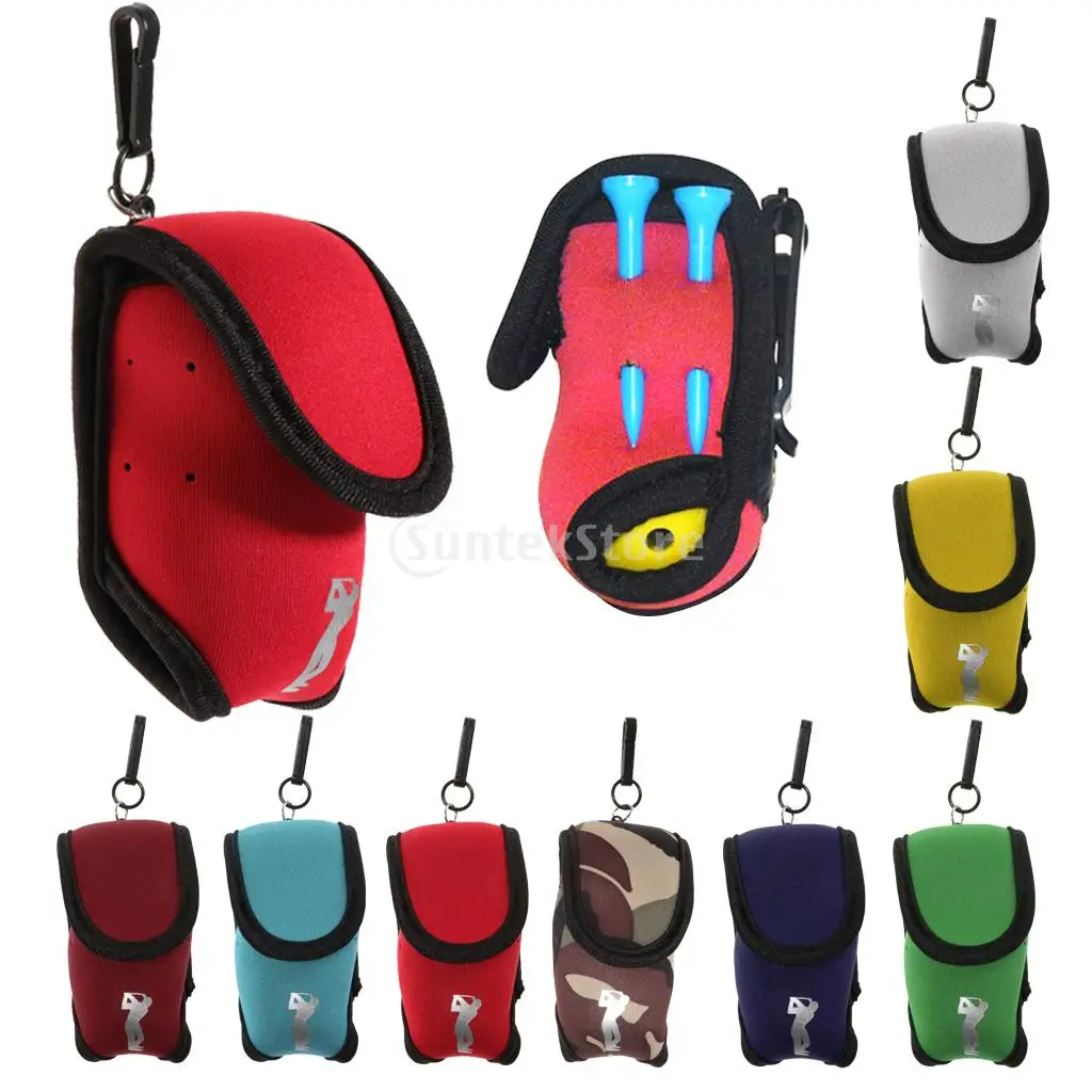 Neoprene Mini Golf Ball Bag Golf Tees Holder Storage Case Carry Pouch with Waist Belt Clip for Training Practice - Choose Color