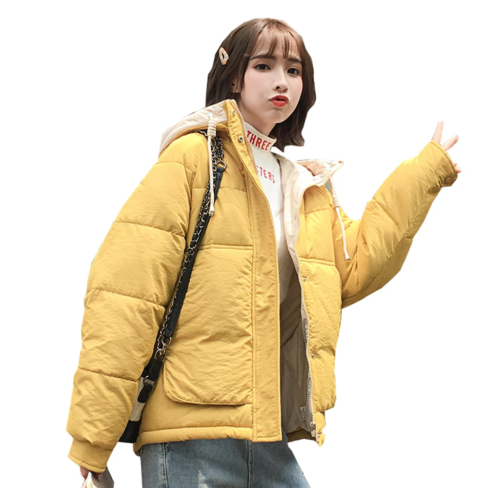 

Winter Jacket Women Hooded 2019 new show thin hooded loose solid color short coat down jacket 709