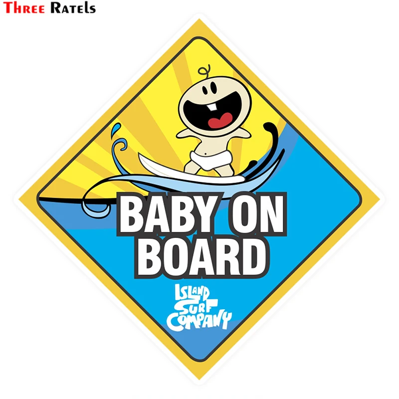 

Three Ratels LCS482# 13.5x13.5cm Baby On Board colorful car stickers funny car stickers styling removable decal