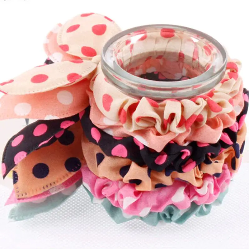 Small Rabbit Ear Hair Scrunchies Stripes Dots Lovely Colors Knot Headband Bow for Girls Headwear Hair Accessories
