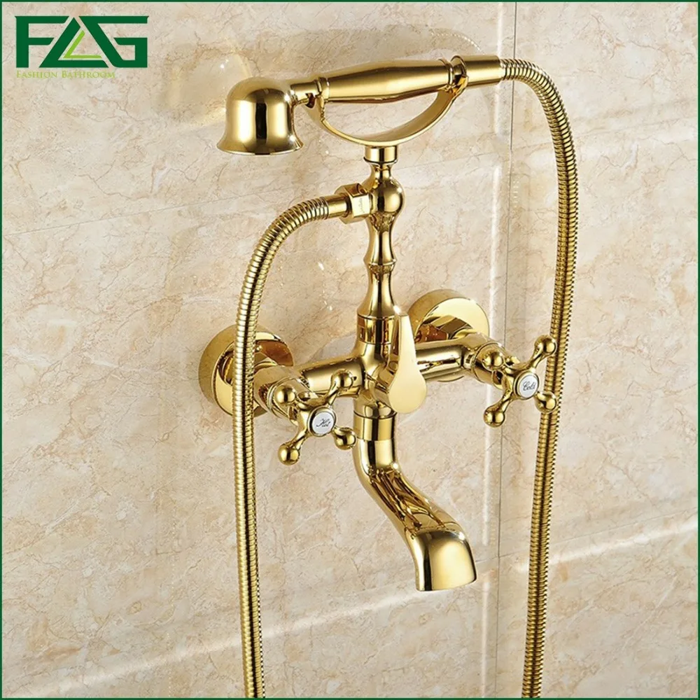 FLG Free Shipping Gold Plated Finish New Wall Mounted Shower Faucet