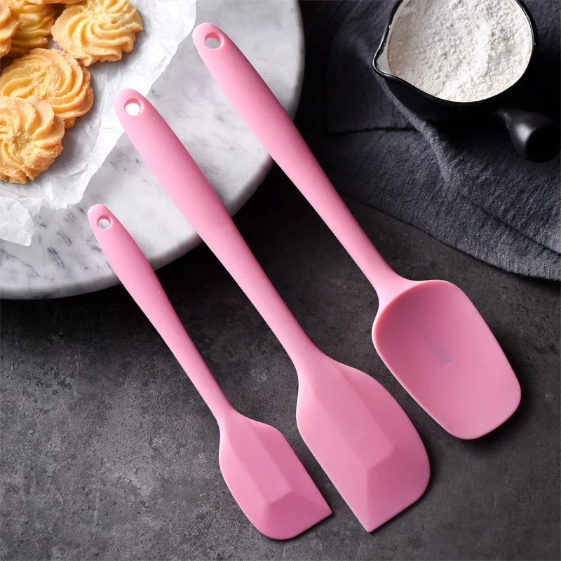 

3Pcs/Set Silicone Spatula Utensil Set Baking Mixing Pastry Tools Heat-Resistant Non-stick Kitchen Cooking Tools Kitchenware Pink