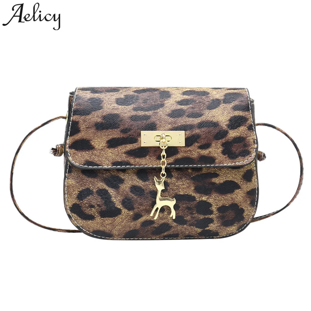

Aelicy Ladies Shoulder Bag @ leather Leopard Print Fawn Pendant Small girls Handbag Versatile Fashion luxury women Messenger Bag
