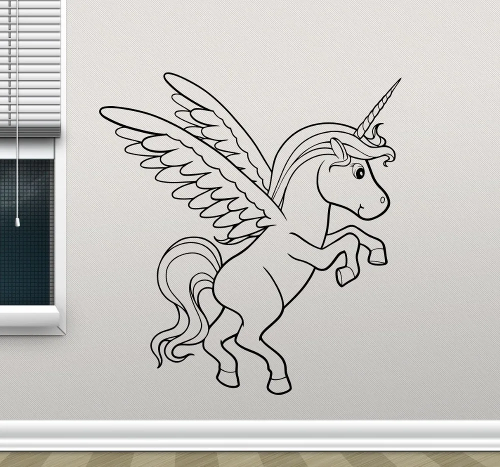 Us 7 99 Unicorn Wall Decal Einhorn Horse Cartoon Cute Unicorn Vinyl Sticker Living Room Wall Decor Cool Nursery Wall Sticker Stickers Living Wall