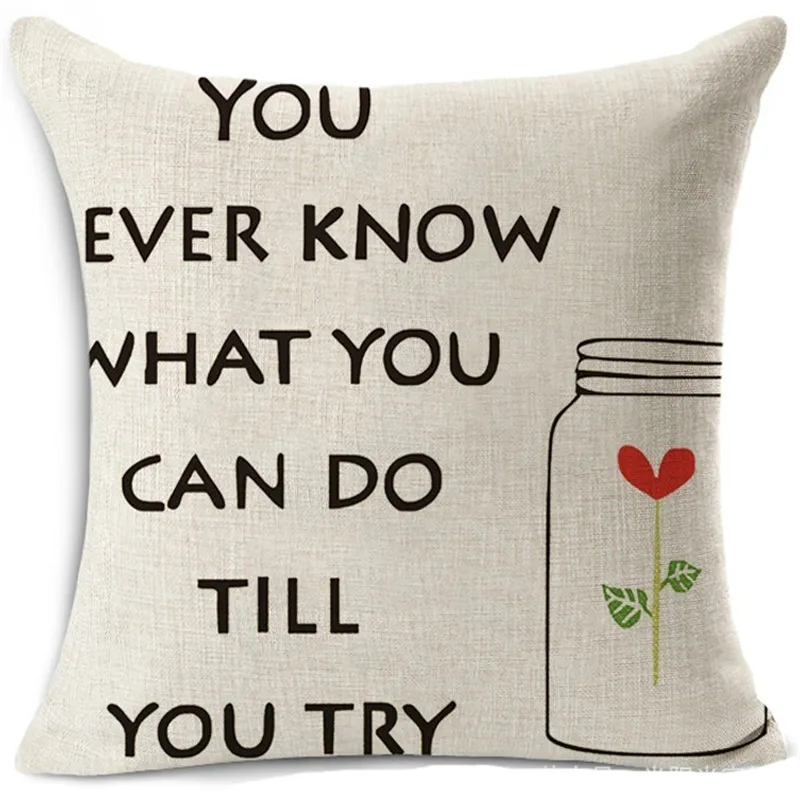 غطاء الوسادة s الدافئة الحب الكلمات الكتان القطن مزيج غطاء وسادة المنزل كنبة مكتب مربع كيس وسادة الزخرفية غطاء الوسادة s