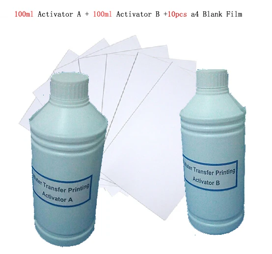 100ml Activator A + 100ml Activator B + 10pcs A4 Hydrographic Film For Water Transfer Printing Film Activator 500ml activator b 10 pcs a4 size hydrographic film hydrographic film activator for water printing