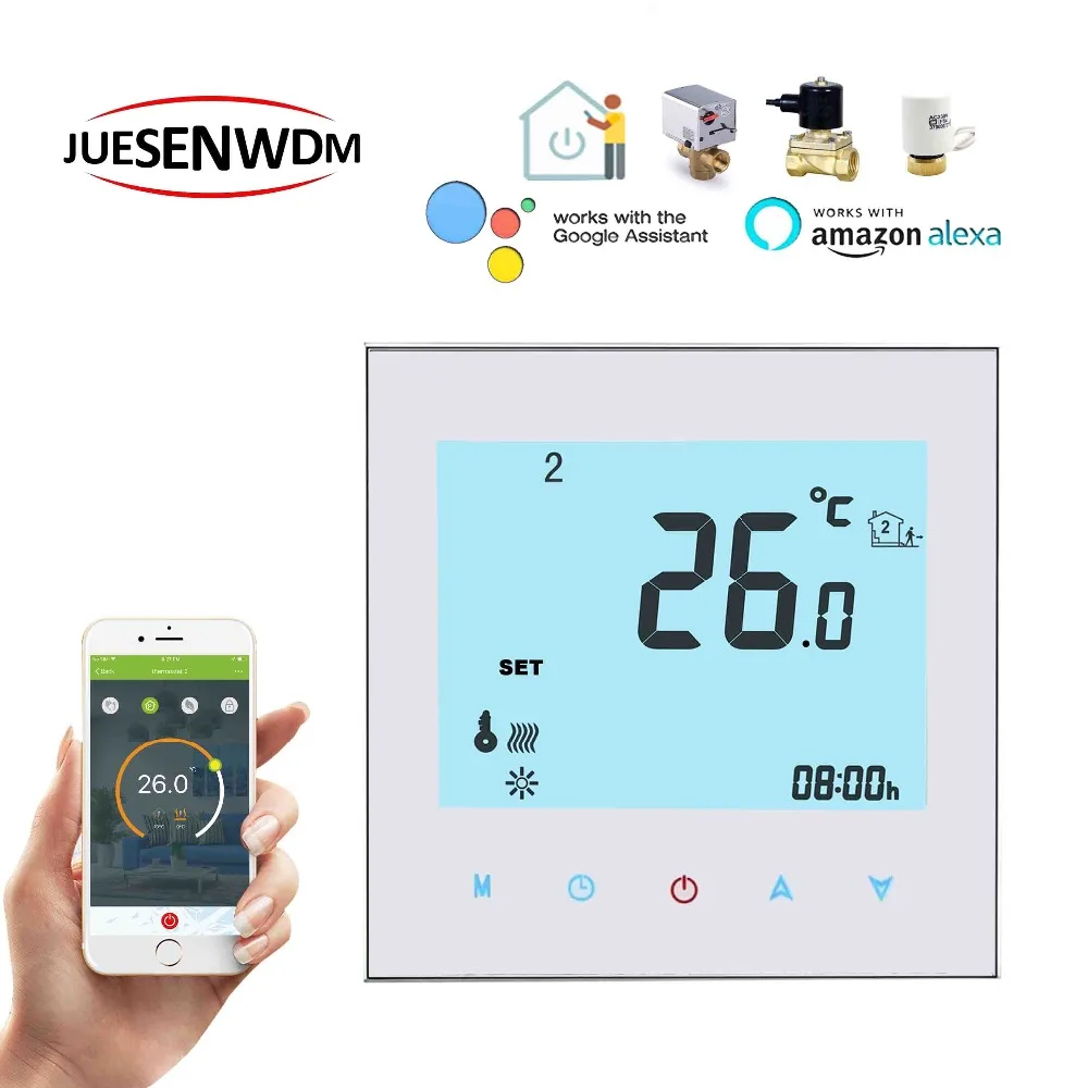 

24VAC,95-240VAC 3A NO/NC touch floor heating Wifi thermostat for water heating/radiator valve by smart phone