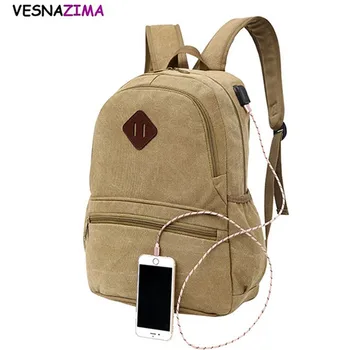 

Vesnazima 2018 External USB Charge Backpack Male Mochila Escolar Laptop Backpack men women School Bag Backpack for teenage W609Z