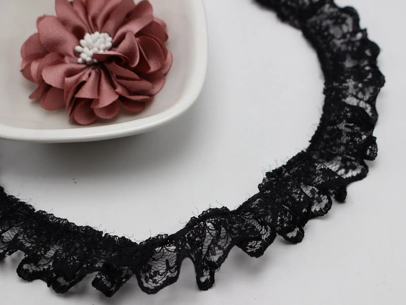 5 Meters Black Ruffle Lace Trim Ribbon 23mm Sewing Wedding Craft DIY-in ...