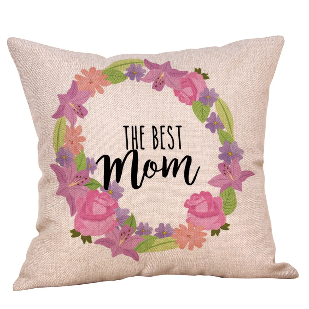 

Happy Mothers Day Pillow Case 45*45 Linen Pillow Cases Home Adorns Vintage Print Pillowcase Decorative Pillow Covers drop ship
