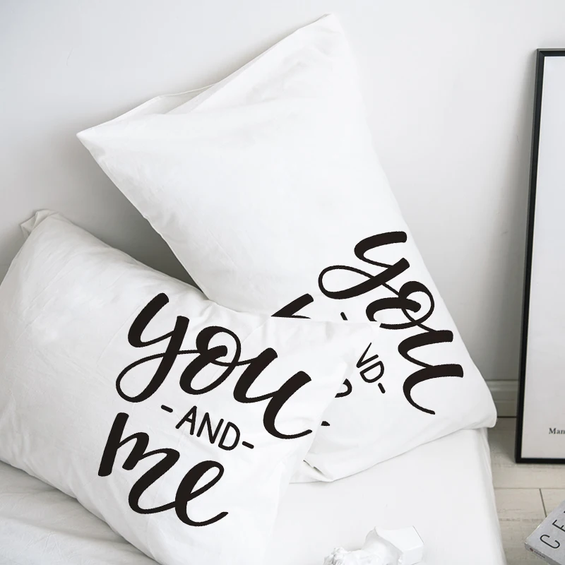 

Custom Pillow Case Pillowcase 50x70 50x75 50x80 70x70 Decorative Pillow Cover White you and me Bedding Drop Shipping