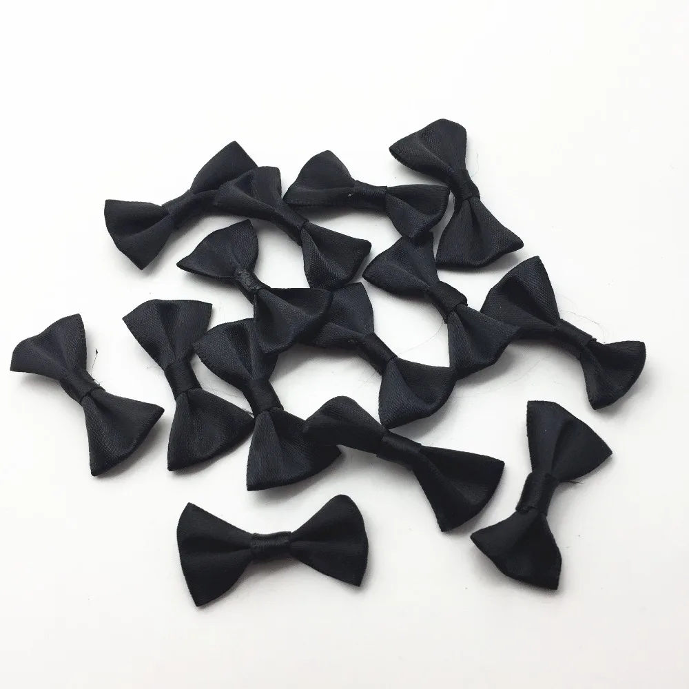 Buy 100pcs Black 35x18mm Satin Ribbon Bows Decorative