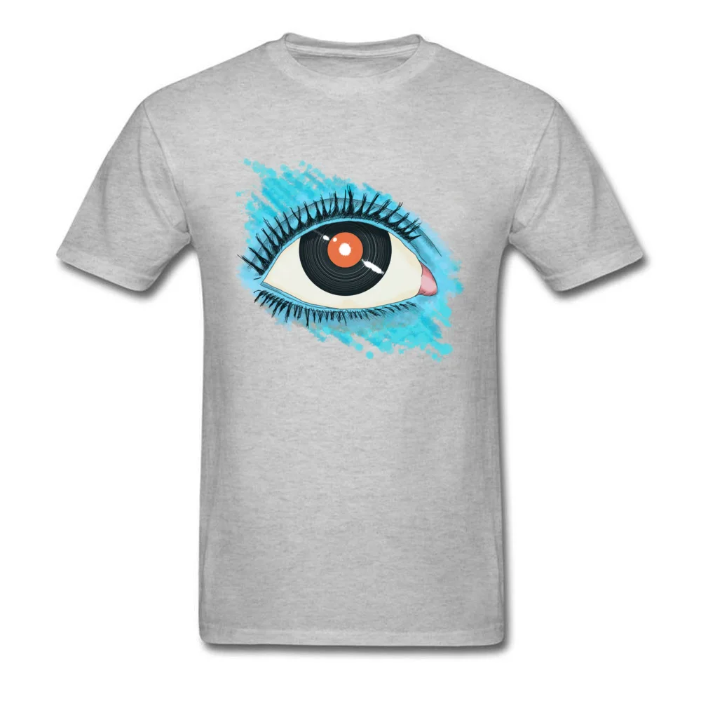 Musical vision eye illustration with vinyl record for pupil_grey