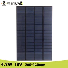 SUNWALK 4.2W 18V Polycrystalline Solar Panel Cell PET Mini Solar Panel Module for DIY Charger DC Battery System 200*130mm