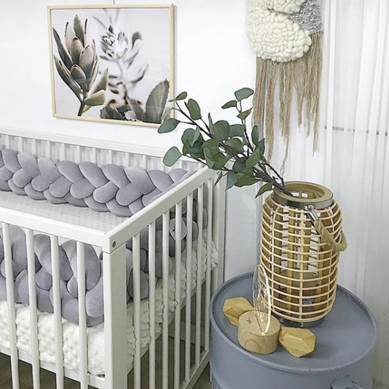  Four-color Baby Knot Bed 2.2M Baby Handmade Nodic Knot Newborn Bed Bumper Tour De Lit Bebe Tresse B