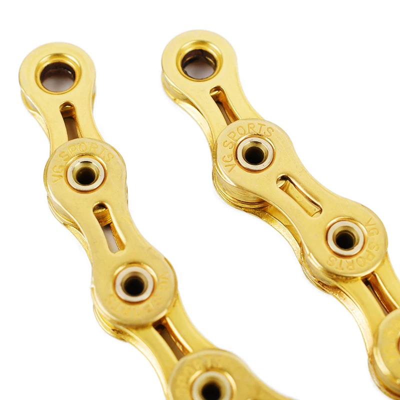 Excellent TOP Original 11 Speed Full Hollow Chains 11S Bicycle Chain 116L bicycle Chain Gold Mountain MTB Road bike Parts VG sports 244g 3