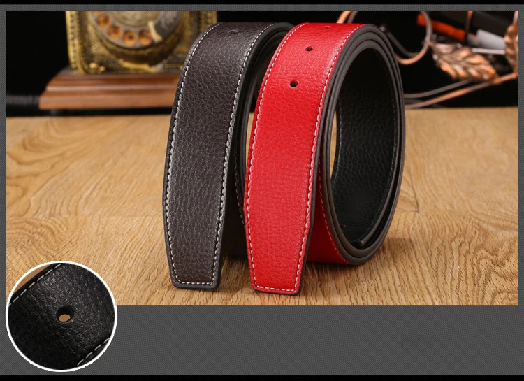 7 colors High Quality Leather Men Belts Male Belts No Buckle For Women H Buckle Two Sides Female Belt Straps With Holes black leather belt