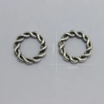 

20pcs/lot Fashion Antique Silver Garland Rings Charms 21x21mm Handmade Ornament Connectors Accessories DIY Jewelry Making