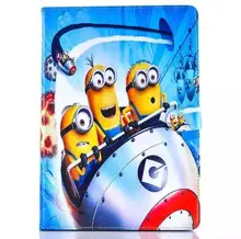 Fashion Cartoon New Despicable Me Minions Character PU Leather Stand Case smart Cover For ipad 2
