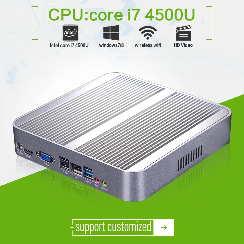 Mini pc computer for X26-i7 4500U Core dual-core i7 cpu with 2G RAM 32G SSD aluminum alloy fanless mini fashion design computer