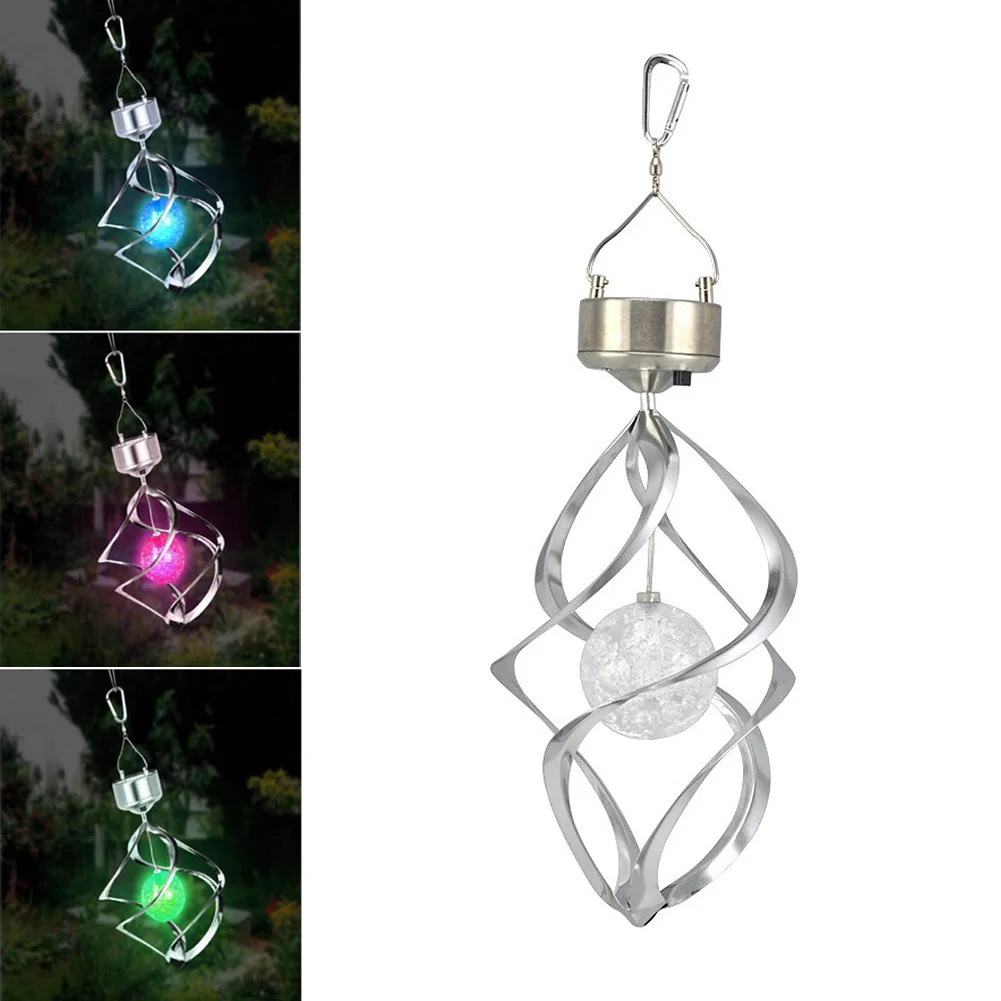 

Solar Powered LED Light Wind Chimes 7 Colour Spinner Hanging Spiral Decoration For Courtyard Garden CLH@8