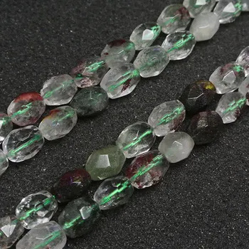 

Natural Faceted Freeform Green & Clear Ghost Quartzs Beads For Jewelry Making Beads Bracelets 15'' Needlework DIY Beads Trinket