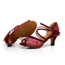 Goettin Джаз Бальные стандартные женские туфли для латинских танцев марки Newmen Samba стильные атласные сандалии на высоком каблуке 3005