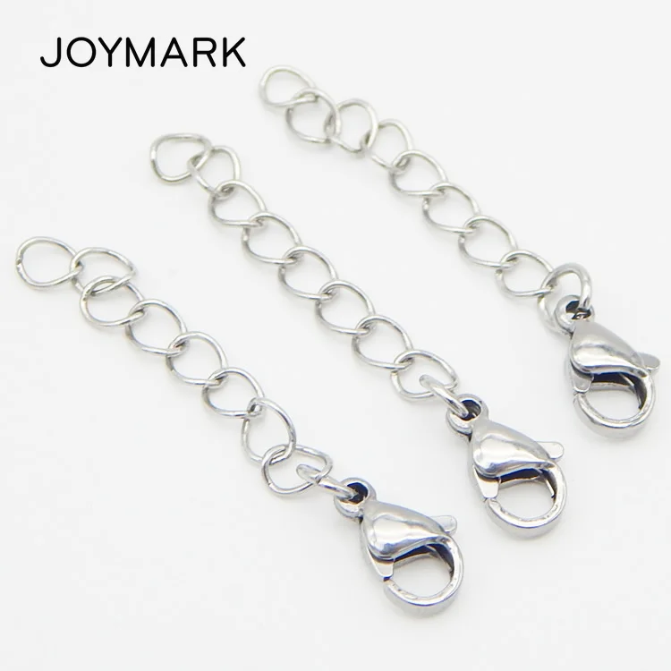 40mm 60mm 5 Sizes Stainless Steel Metal Bracelet Extender Chain End Tail Chain With Lobster