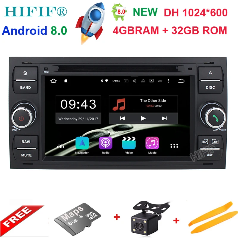 Flash Deal Android 8.0 Two Din 7 Inch Car DVD Player For Ford Focus Kuga Transit Bluetooth Radio RDS USB SD Steering wheel control Free Map 0