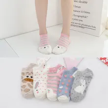 5 пар женских коротких носков цветные женские короткие носки летние и Весенние Простые хлопковые носки для девочек носки с мультяшным животным