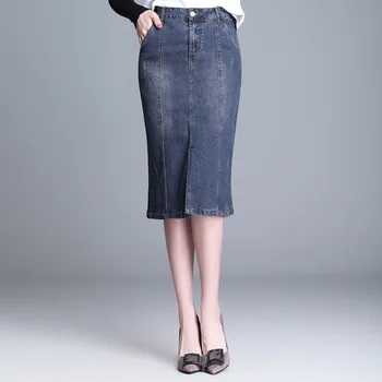 

Summer Spring Casual Women Laides High Wasited Placket Skinny Pencil Denim Skirt , 2017 Fall Woman Bleached Washed Jeans Skirts