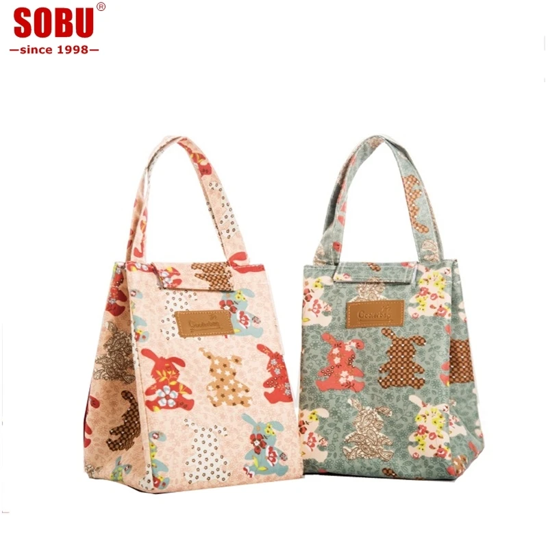 

2018 Lunch Bag Printing Portable Insulated Thermal Cooler Box Lunch Food Storage Bag Picnic Container Sac A Lunch Canvas D003