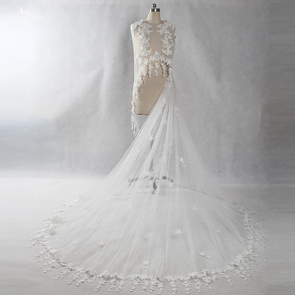 

RSV53 Real Pictures Yiaibridal Ivory Long Shawl Lace Wedding Cape Veil